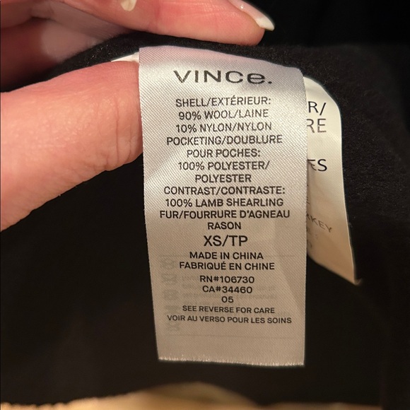 Gorgeous Vince Black Coat with Lamb shearling on sleeves - new Without tags. - Picture 8 of 8